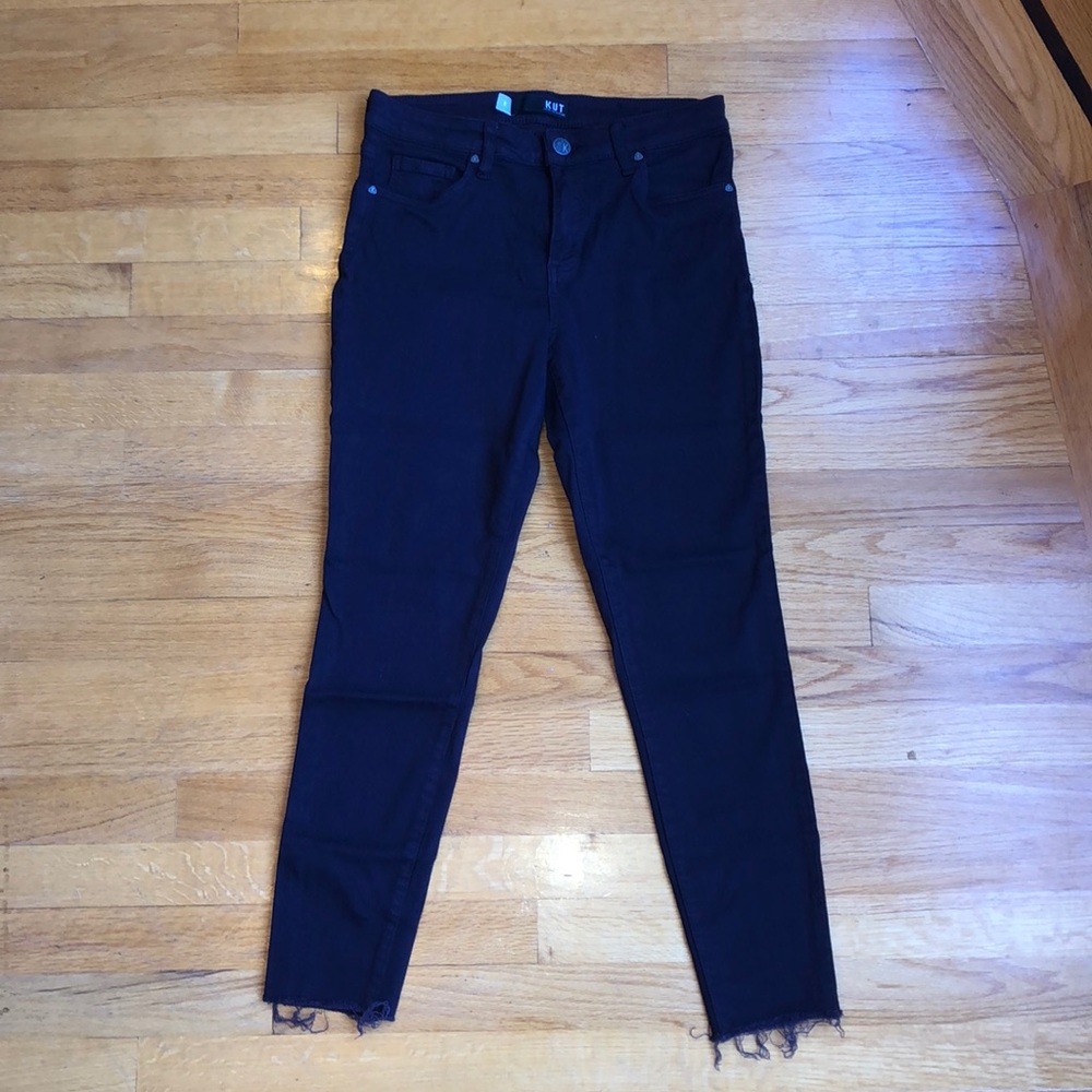 KUT eggplant stretchy jeans
